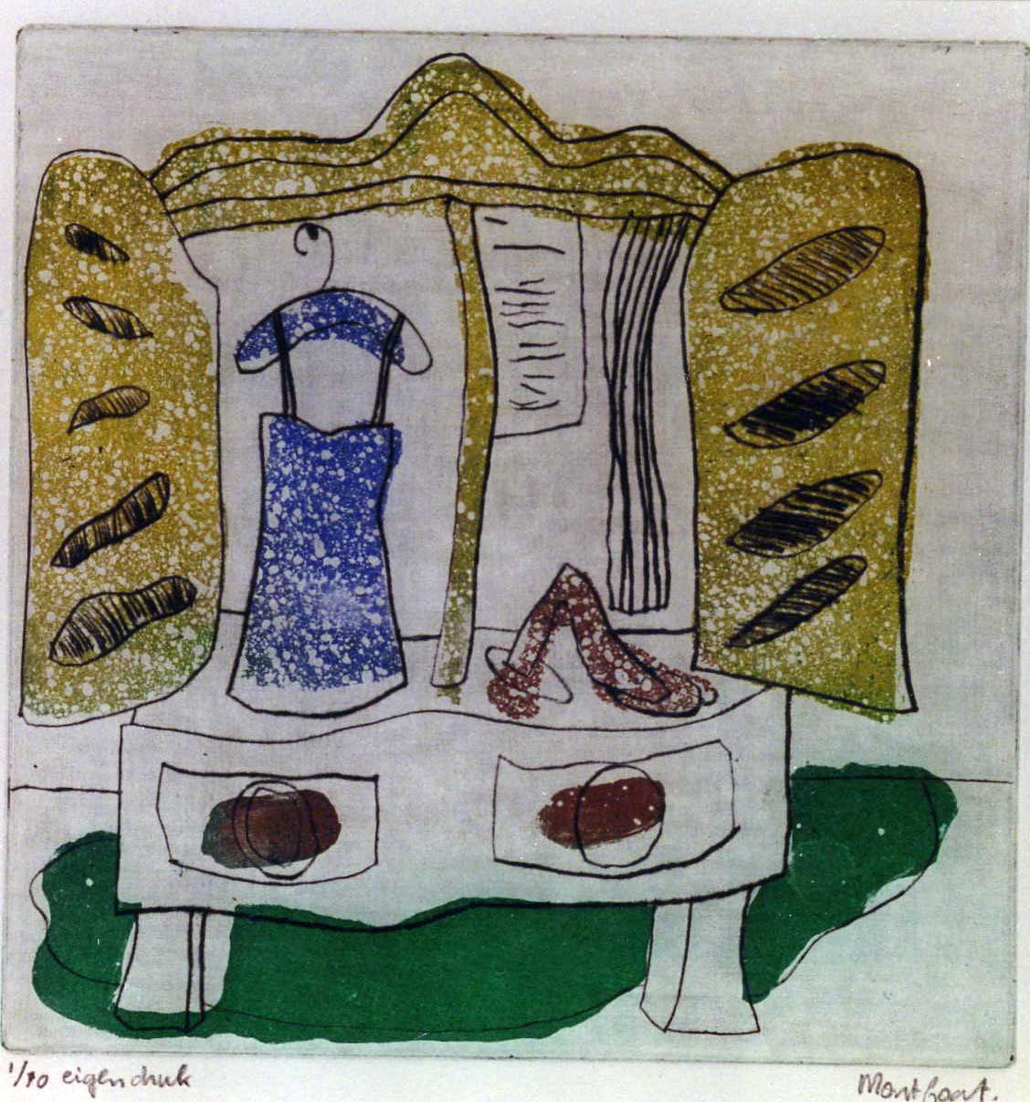 kast jurk, aquatint